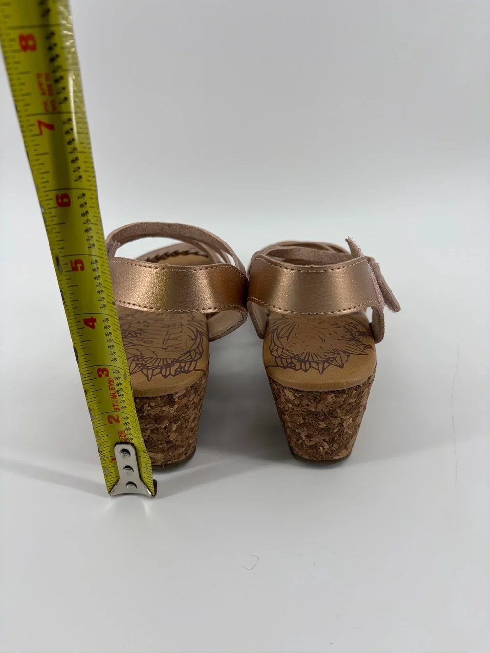 Girls Metallic Rose‎ Gold Braided Strap Wedge Sandals